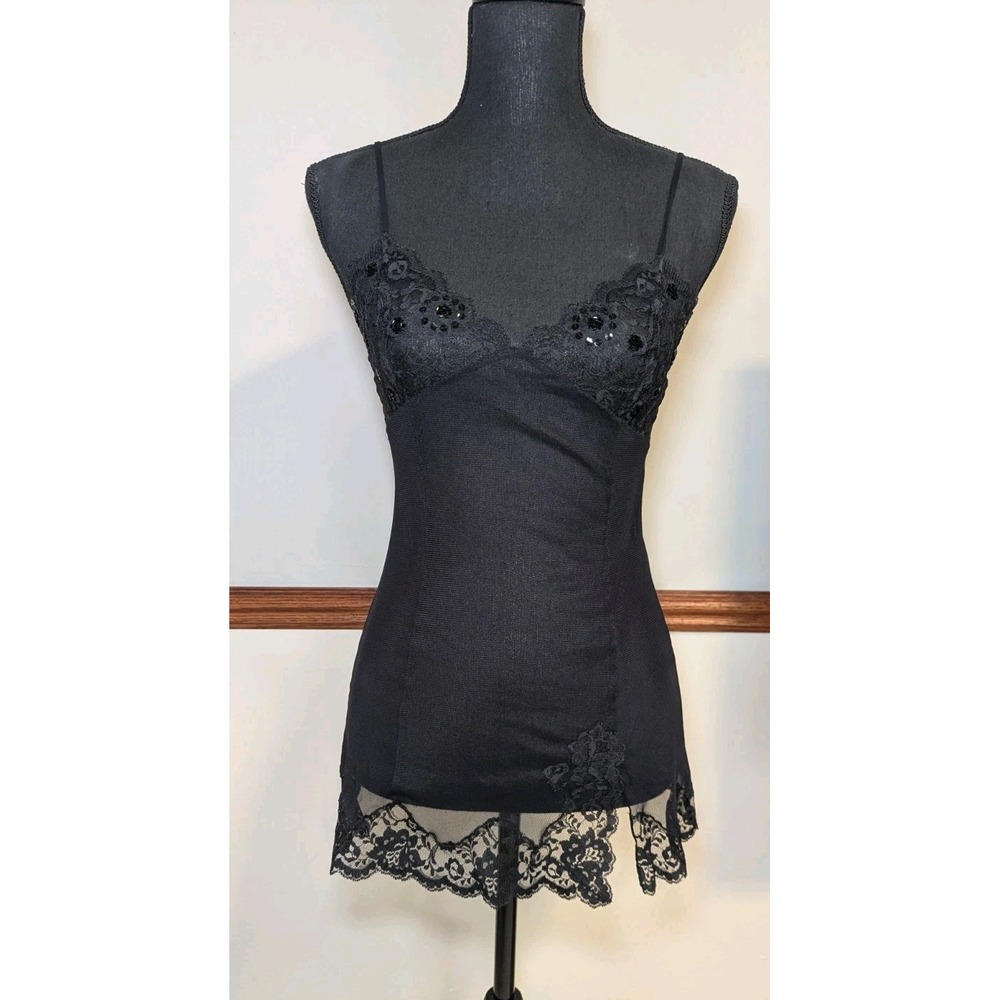 Y2K 2001 Victoria's Secret‎ Chemise Teddy Black Lace Lingerie Size S